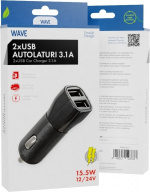 Wave billader, med to USB-kontakter, 3,1 A