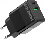 FoneKit Dobbel 20W-lader, USB-C + USB-A, svart