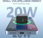 FoneKit Dobbel 20W-lader, USB-C + USB-A, svart