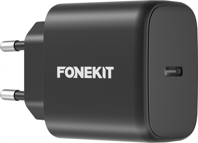 FoneKit GaN PD 65W AC-lader, USB-C, svart