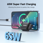 FoneKit GaN PD 65W AC-lader, USB-C, svart