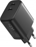 FoneKit GaN PD 65W AC-lader, USB-C + USB-C, svart