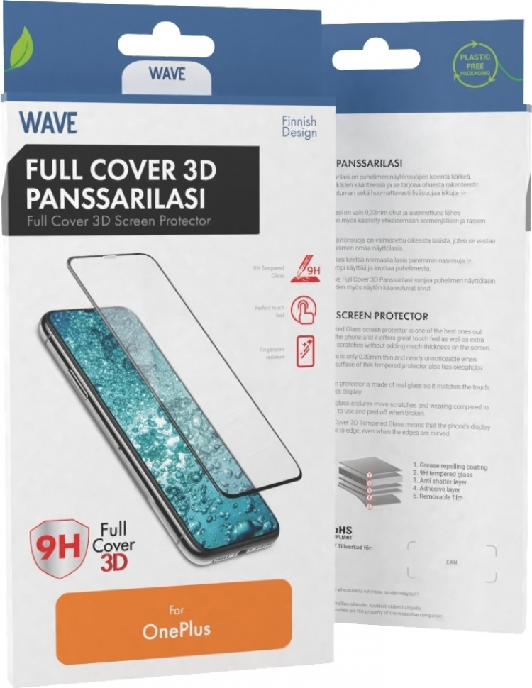Wave Heldekkende panserglass, OnePlus 12, svart ramme