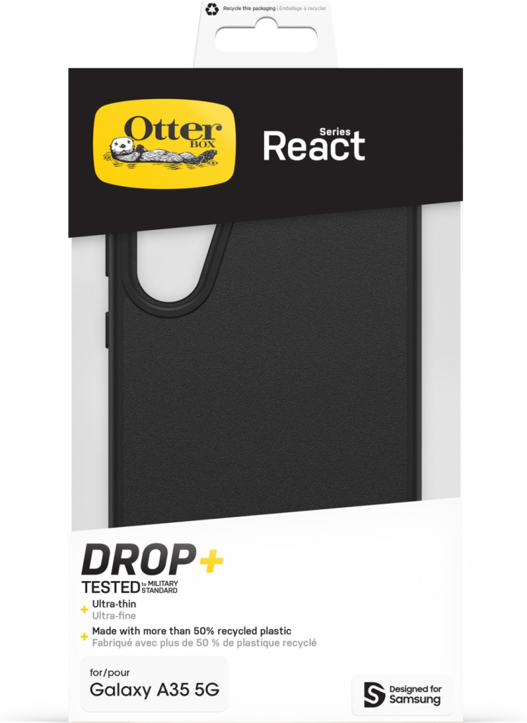 Otterbox React beskyttelsesveske, svart, Samsung Galaxy A35