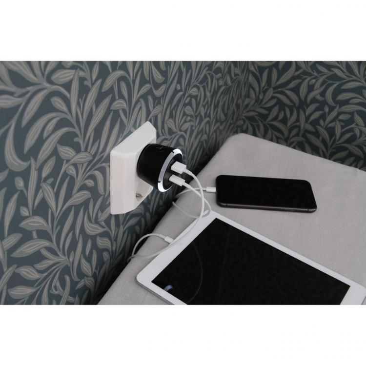 CAPiDi Sikkerhetstimer USB A+C 1-4 3,4A Svart CAPiDi Sikkerhetstimer USB A+C 1-4 3,4A Svart