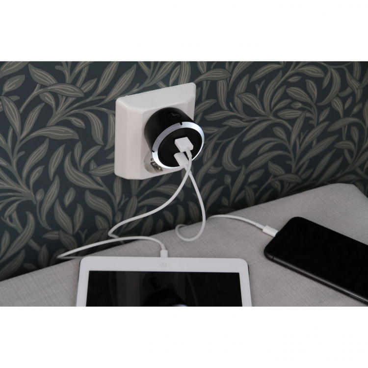 CAPiDi Sikkerhetstimer USB A+C 1-4 3,4A Svart CAPiDi Sikkerhetstimer USB A+C 1-4 3,4A Svart