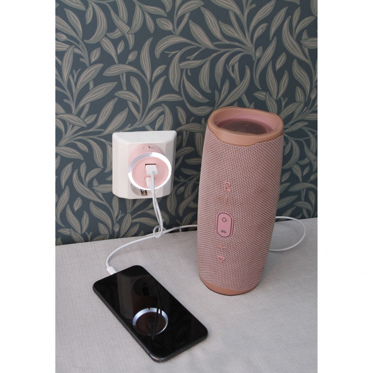 CAPiDi Sikkerhetstimer USB A+C 1-4 3,4A Rosa CAPiDi Sikkerhetstimer USB A+C 1-4 3,4A Rosa