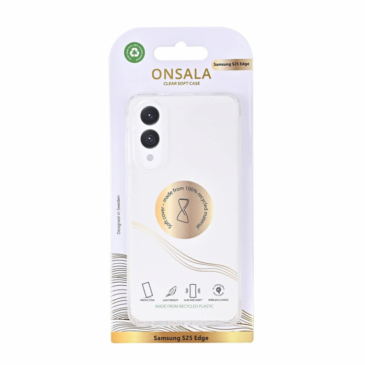 Onsala Mobildeksel Samsung S25 Edge TPU Resirkulert Transparent Onsala Mobildeksel Samsung S25 Edge TPU Resirkulert Transparent