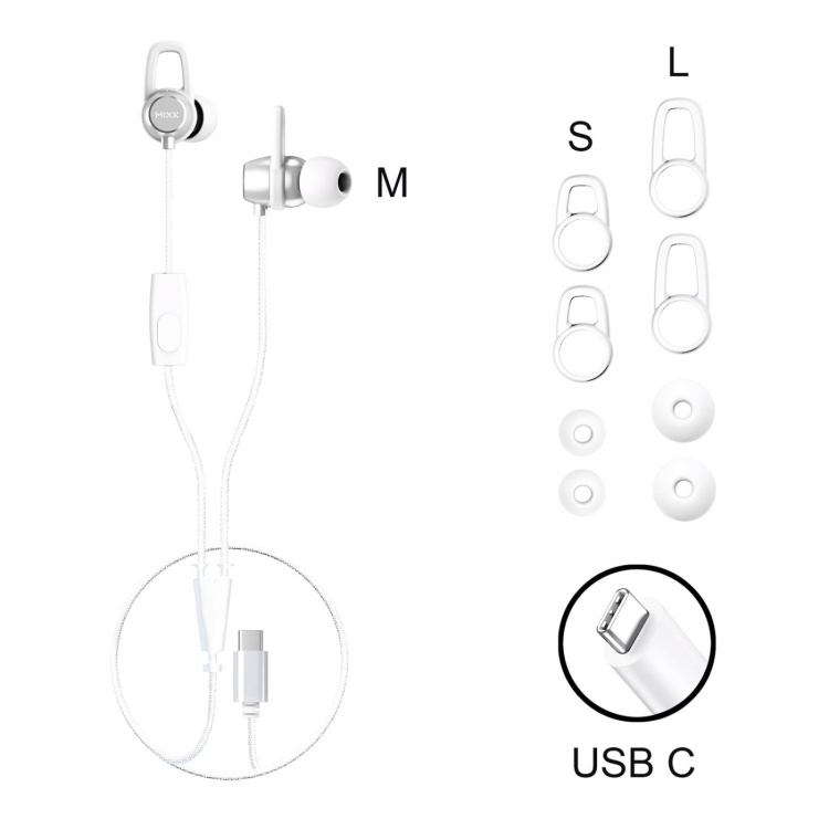 MIXX Hodetelefon Soundport USB-C In-Ear Kablede Hvit