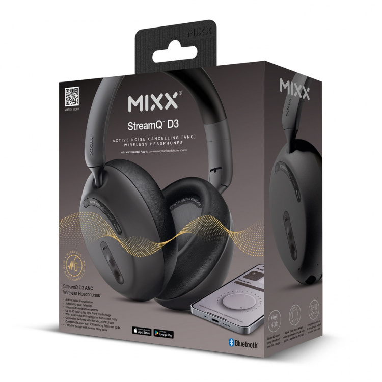 MIXX Hodetelefon StreamQ D3 ANC Over-Ear Trådløs Svart