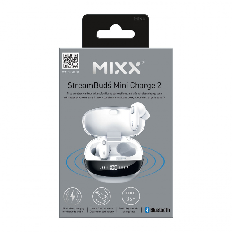MIXX Hodetelefon Mini Charge 2 In-Ear Tws Qi Trådløs Hvit