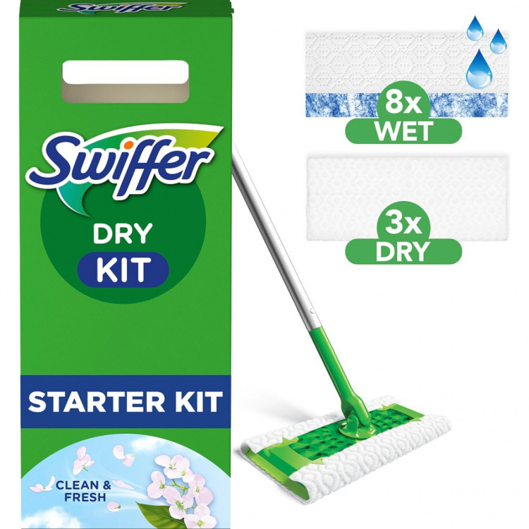 Swiffer Startsett 1 Rengjøringsmopp + 8 tørre + 3 våte