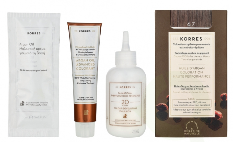 Korres Argan Oil Advanced Colorant 145 ml 6.7 Cocoa - Colorant 50ml/Emulsion 75ml/Conditioner 20ml