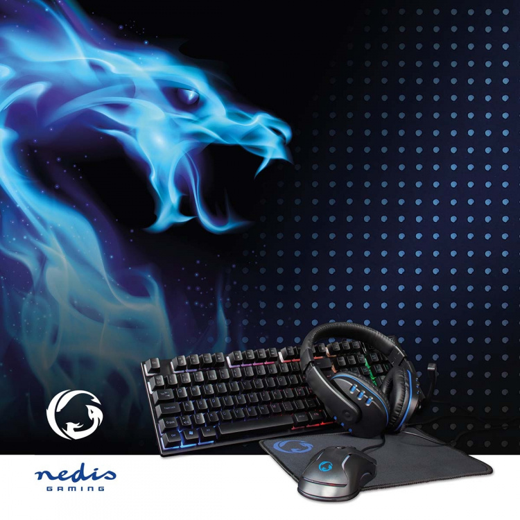 Nedis Gaming Combo Kit | 5-i-1 | Tastatur, headset, mus og musematte | Sort | QWERTY | ND Layout