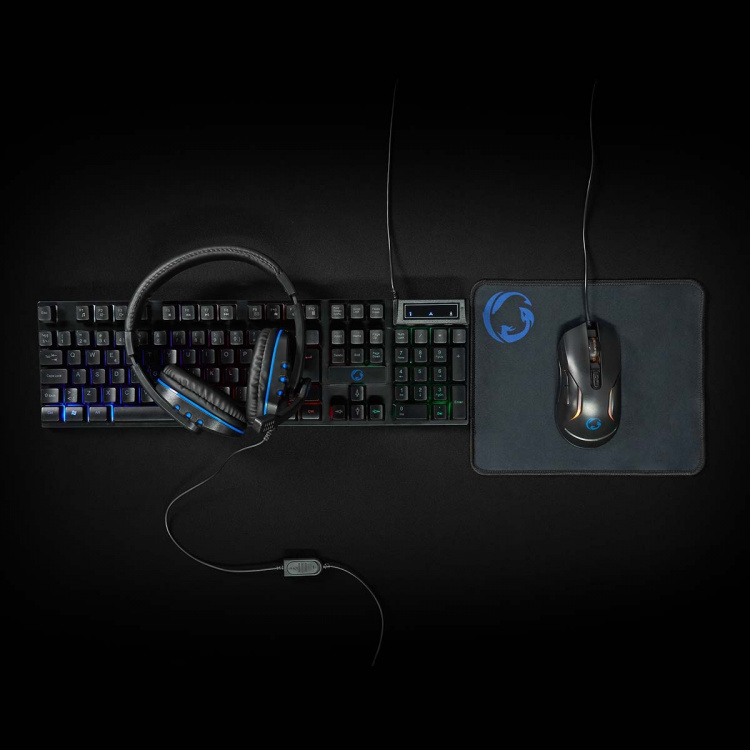 Nedis Gaming Combo Kit | 5-i-1 | Tastatur, headset, mus og musematte | Sort | QWERTY | ND Layout