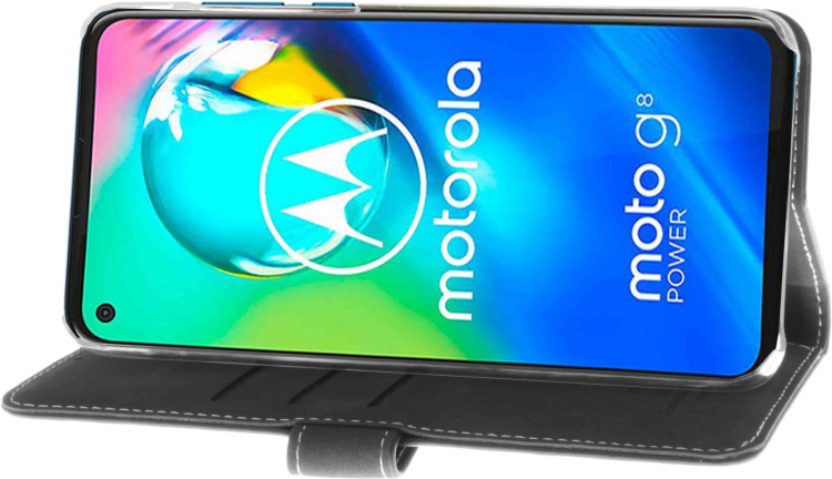 Insmat Eksklusivt Flip Case lommebokveske Motorola Moto G8 Power, svart