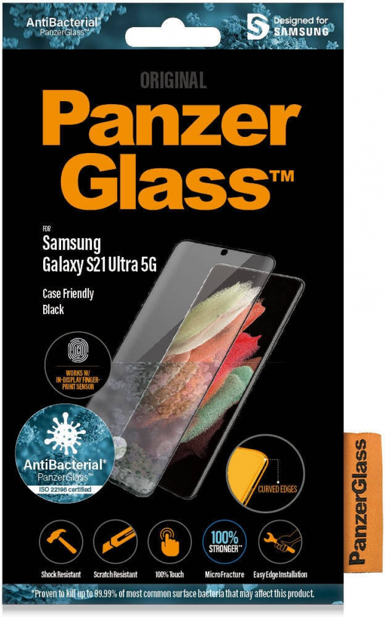 PanzerGlass Case Friendly Fingerprint Armoured Glass, Galaxy S21 Ultra, svart