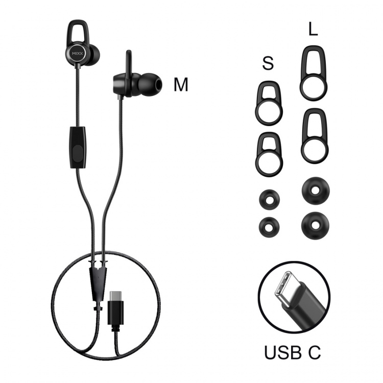MIXX Hodetelefon Soundport USB-C In-Ear Kablede Svart