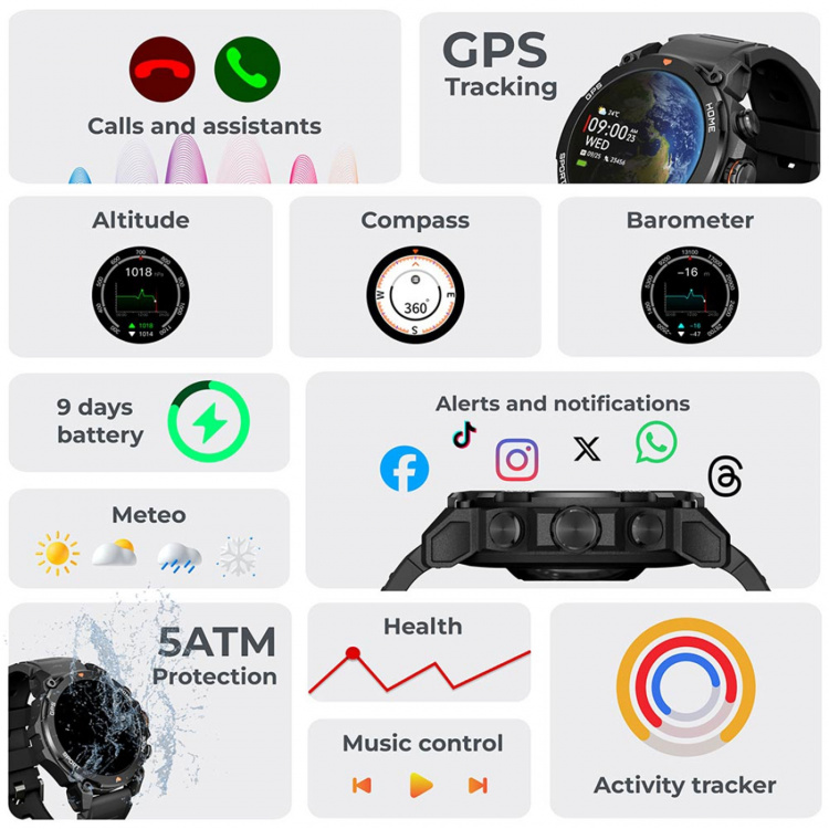 KSIX Smartklocka Explorer GPS - Svart KSIX Smartklocka Explorer GPS - Svart