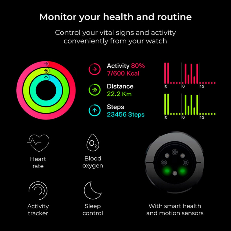 KSIX Smartklocka Titanium - Svart