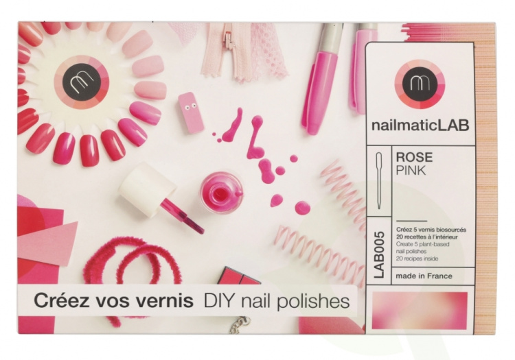 Nailmatic Nail Polish Set 52.5 ml Pink - 5x Nail Polish 8ml/5x Mixing Bases 2,5ml/10 Pipettes/5 Labels/1 Booklet With 20 Recipes