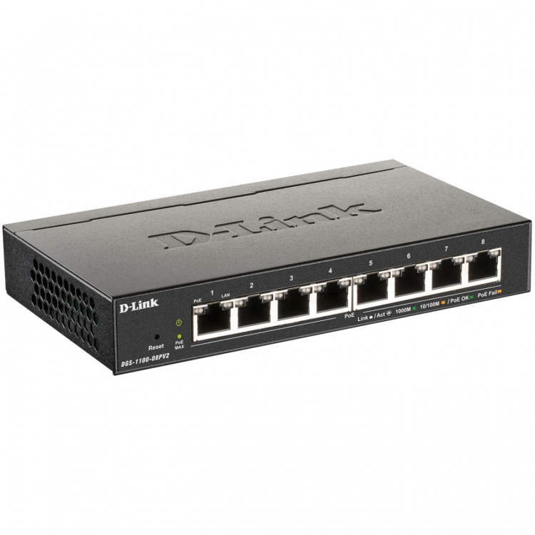 D-Link DGS-1100-08PV2 8-Port PoE Administrerbar Gigabitswitch