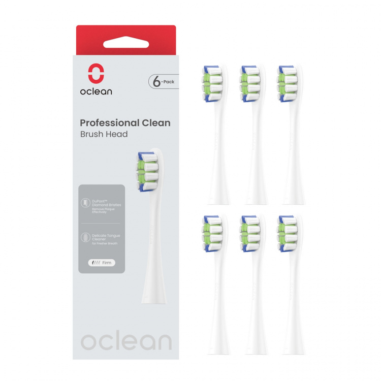 Oclean Børstehode Professional Clean 6-Pakk Hvit