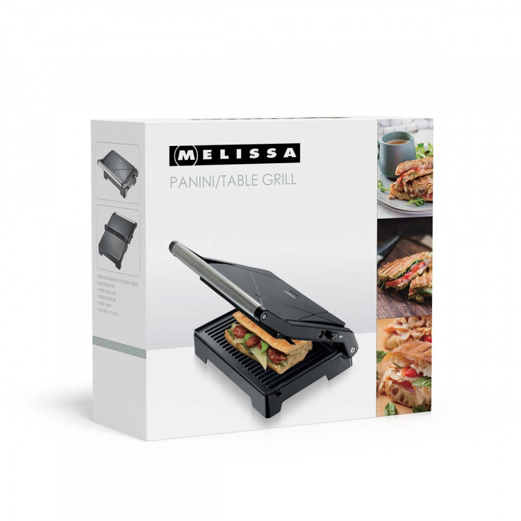 MELISSA Panini-grill og kontaktgrill med non-stick-belegg og overopphetingsbeskyttelse 1000W Svart