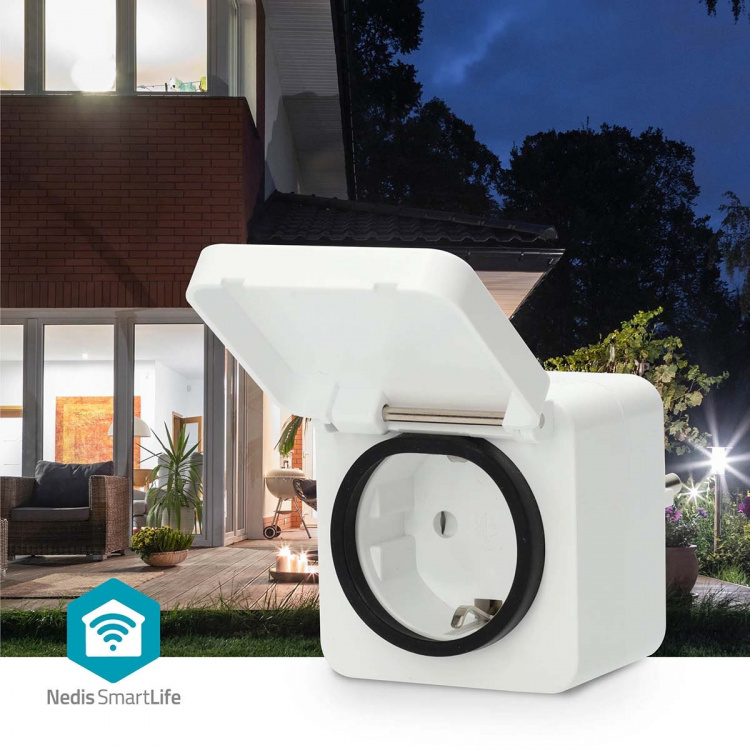 Nedis SmartLife Smart Plug | IP44 | Efektmåler | 3680 W | Jordet kontakt | -25 - 55 °C | Android™ / IOS | Grå / Hvit | 1 stk Nedis SmartLife Smart Plug | IP44 | Efektmåler | 3680 W | Jordet kontakt | -25 - 55 °C | Android™ / IOS | Grå / Hvit | 1 stk