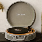 Lenco Retro platespiller i tre med innebygde høyttalere, Bluetooth® og AT3600L-kassett Grå