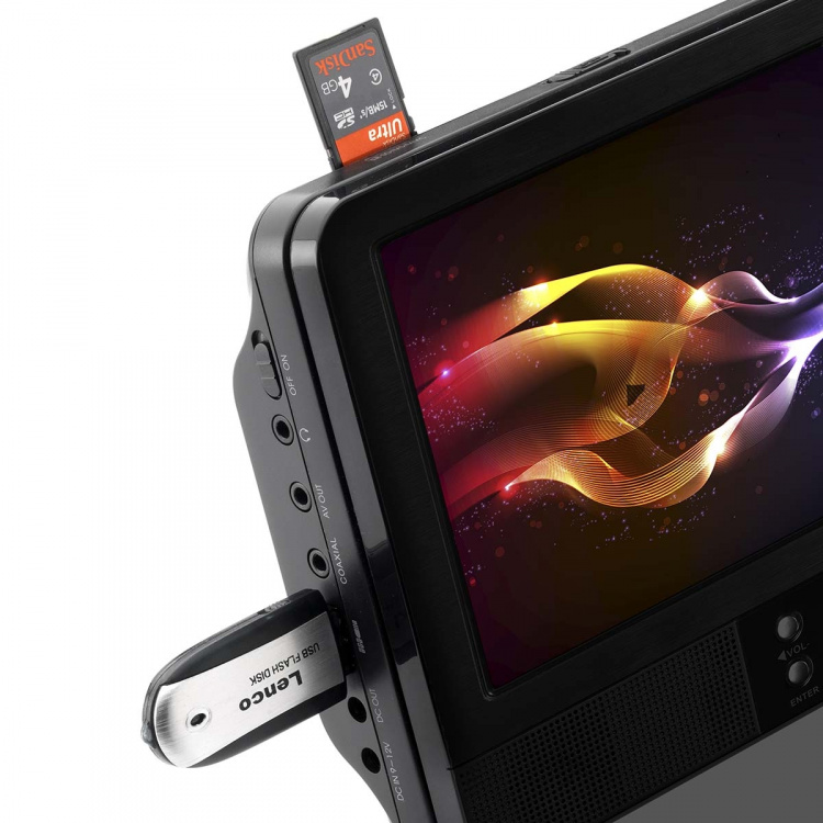 Lenco 9 tommers DVD-dobbeltskjerm med braketter og hodetelefoner Svart