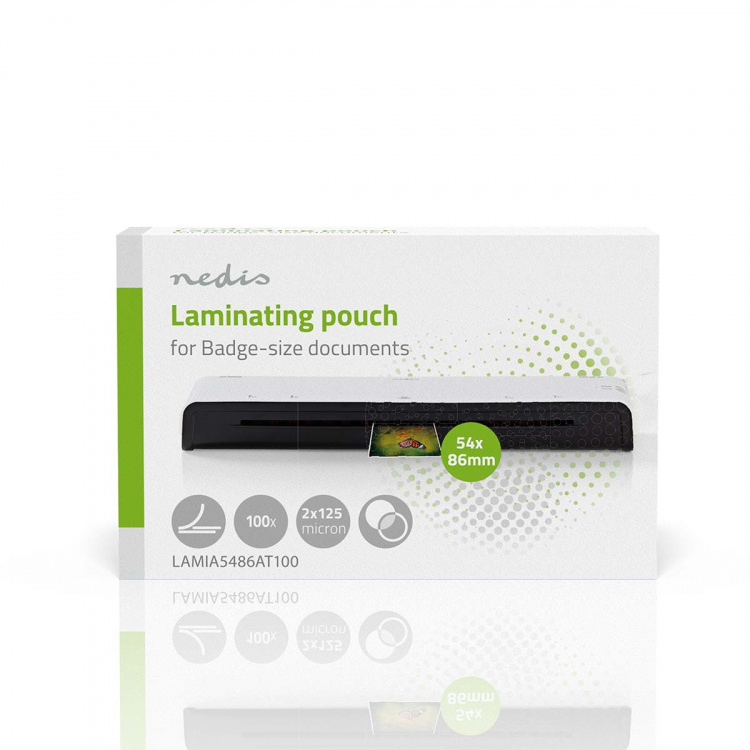 Nedis lamine~~POS=TRUNC Film | 54x86mm | Tykkelse: 125 µm | Pakker per: 100 stk. | PET | Gjennomsiktig