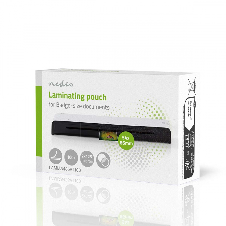 Nedis lamine~~POS=TRUNC Film | 54x86mm | Tykkelse: 125 µm | Pakker per: 100 stk. | PET | Gjennomsiktig