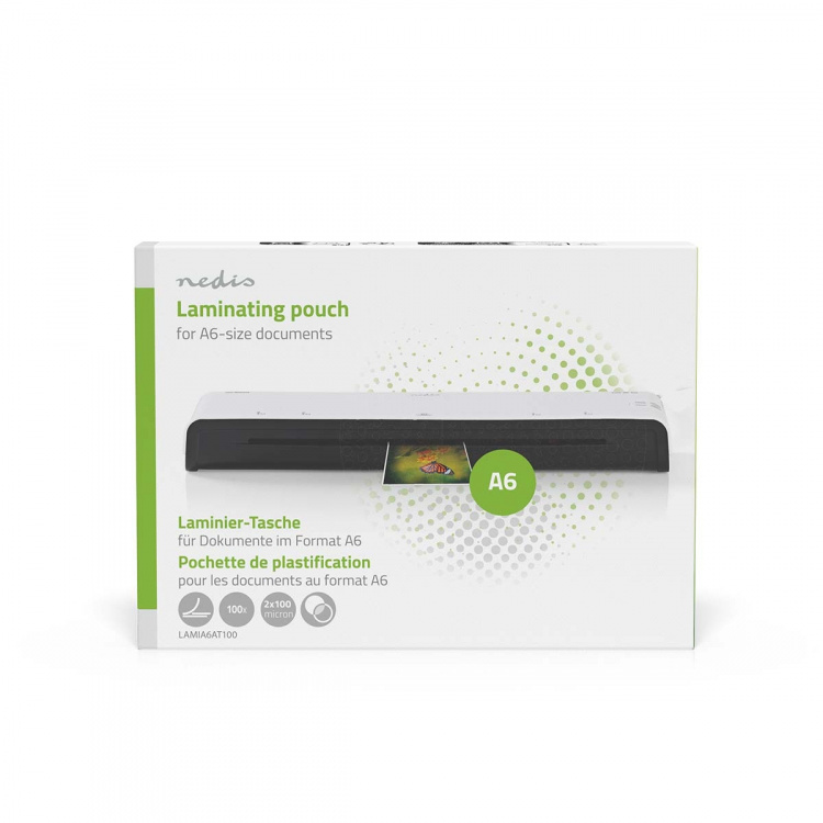Nedis lamine~~POS=TRUNC Film | A6 | Tykkelse: 100 µm | Pakker per: 100 stk. | PET | Gjennomsiktig