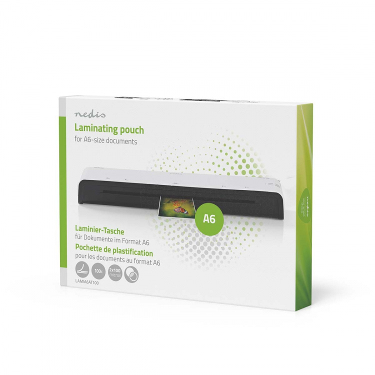 Nedis lamine~~POS=TRUNC Film | A6 | Tykkelse: 100 µm | Pakker per: 100 stk. | PET | Gjennomsiktig