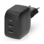 Nedis vegg lader | 35 W | GaN | PD3.0 | Hurtigladefunksjon | 1.75 / 2.33 / 2.92 / 3.0 A | Antall utganger: 2 | 2x USB-C™ | Automatisk Spenning Utvalg | Sort