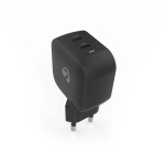 Nedis vegg lader | 35 W | GaN | PD3.0 | Hurtigladefunksjon | 1.75 / 2.33 / 2.92 / 3.0 A | Antall utganger: 2 | 2x USB-C™ | Automatisk Spenning Utvalg | Sort