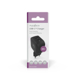 Nedis vegg lader | 45 W | GaN | PD3.0 | Hurtigladefunksjon | 2.25 A / 3.0 A | Antall utganger: 2 | 2x USB-C™ | Automatisk Spenning Utvalg | Sort