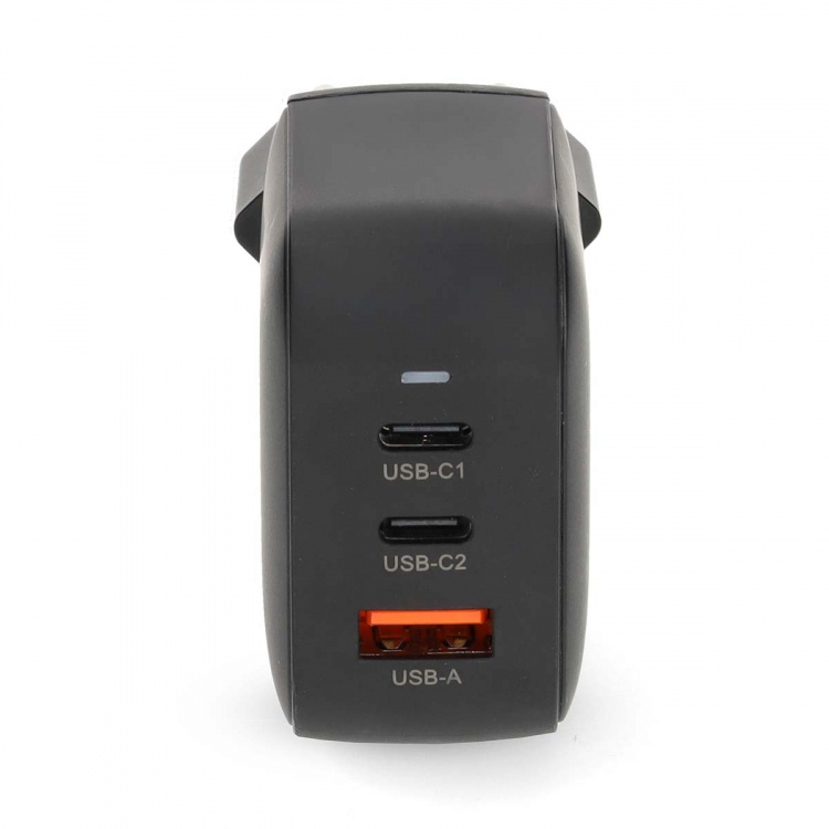 Nedis vegg lader | 70 W | GaN | PD3.0 | Hurtigladefunksjon | 1.5 / 2.25 A / 2.5 / 3.0 / 3.5 A | Antall utganger: 3 | USB-A / 2x USB-C™ | Automatisk Spenning Utvalg | Sort