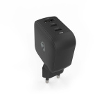 Nedis vegg lader | 70 W | GaN | PD3.0 | Hurtigladefunksjon | 1.5 / 2.25 A / 2.5 / 3.0 / 3.5 A | Antall utganger: 3 | USB-A / 2x USB-C™ | Automatisk Spenning Utvalg | Sort