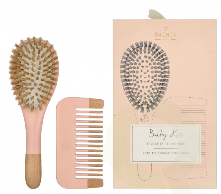 Bachca Paris Baby Pink Brush Set 2 piece Small Brush/Wood Comb