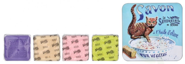 La Savonnerie De Nyons Soap Bar Set 4 Pcs - Cat 400 g 4x100gr - Lavender/Verbena/Cottonflower/Rose