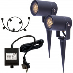 LightsOn Luna Startpaket 2 x Trädgårdsspot Grå