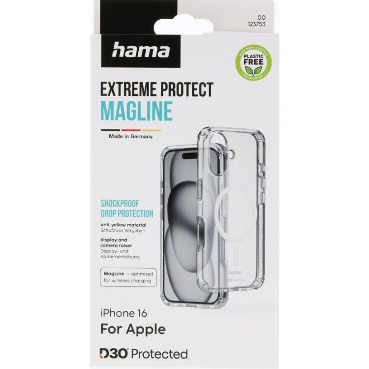 Hama Mobildeksel Extreme Protect iPhone 16 MagCase Transparent Hama Mobildeksel Extreme Protect iPhone 16 MagCase Transparent