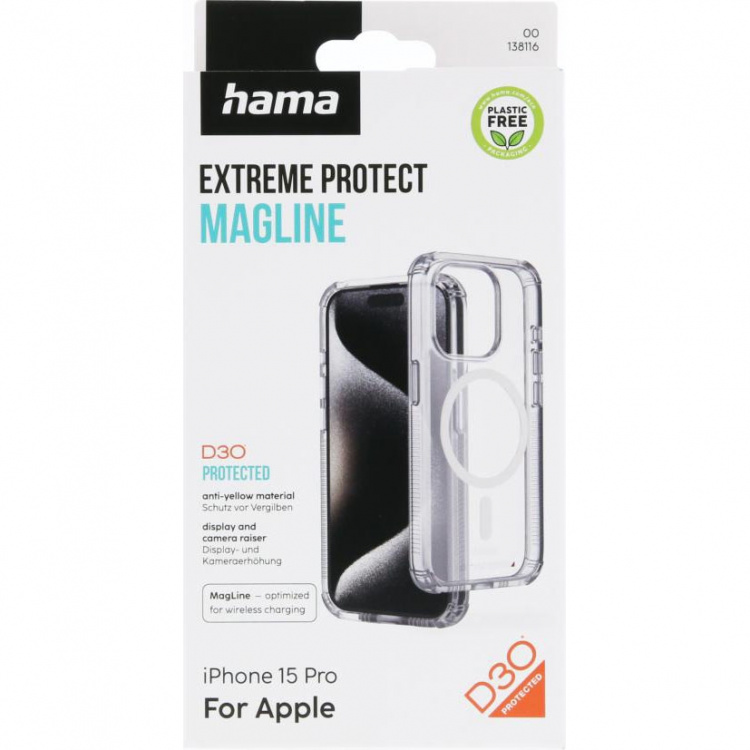 Hama Mobildeksel Extreme Protect iPhone 15 Pro MagCase Transparent