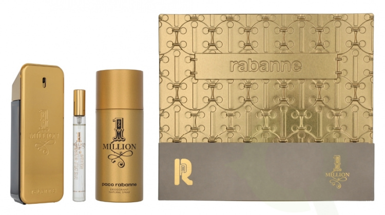 Paco Rabanne 1 Million Giftset 260 ml Edt Spray 100 ml/Deo Spray 150 ml/Edt Travel Spray 10ml