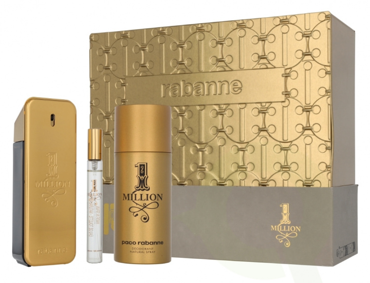 Paco Rabanne 1 Million Giftset 260 ml Edt Spray 100 ml/Deo Spray 150 ml/Edt Travel Spray 10ml