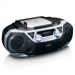Lenco Bærbar Boombox med DAB+/FM-radio, Bluetooth®, CD, kassettopptaker og USB-spiller Sølv