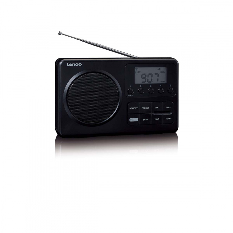 Lenco MPR-035BK Kompakt bærbar FM-radio med LCD-skjerm Svart