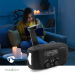 Nedis Nødradio | Bord design | AM / FM | Powerbank funksjon | Accu drevet / Hånd sveiv / USB-Strøm | Sort Nedis Nødradio | Bord design | AM / FM | Powerbank funksjon | Accu drevet / Hånd sveiv / USB-Strøm | Sort